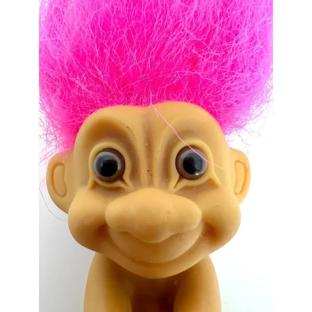 Vintage Russ Lucky Troll Doll Pink Hair Brown Eyes Clapping Hands